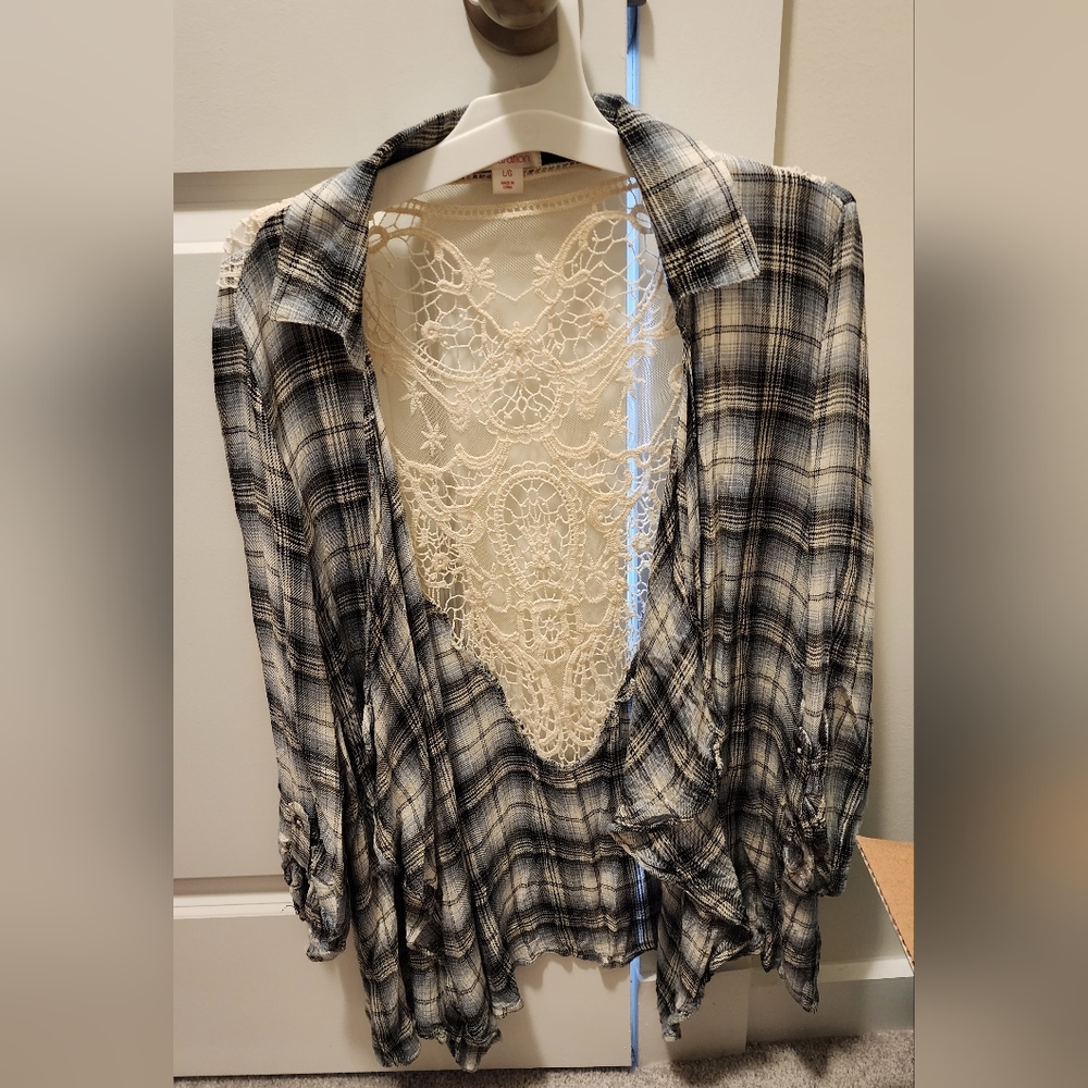 Plaid Lace Cardigan